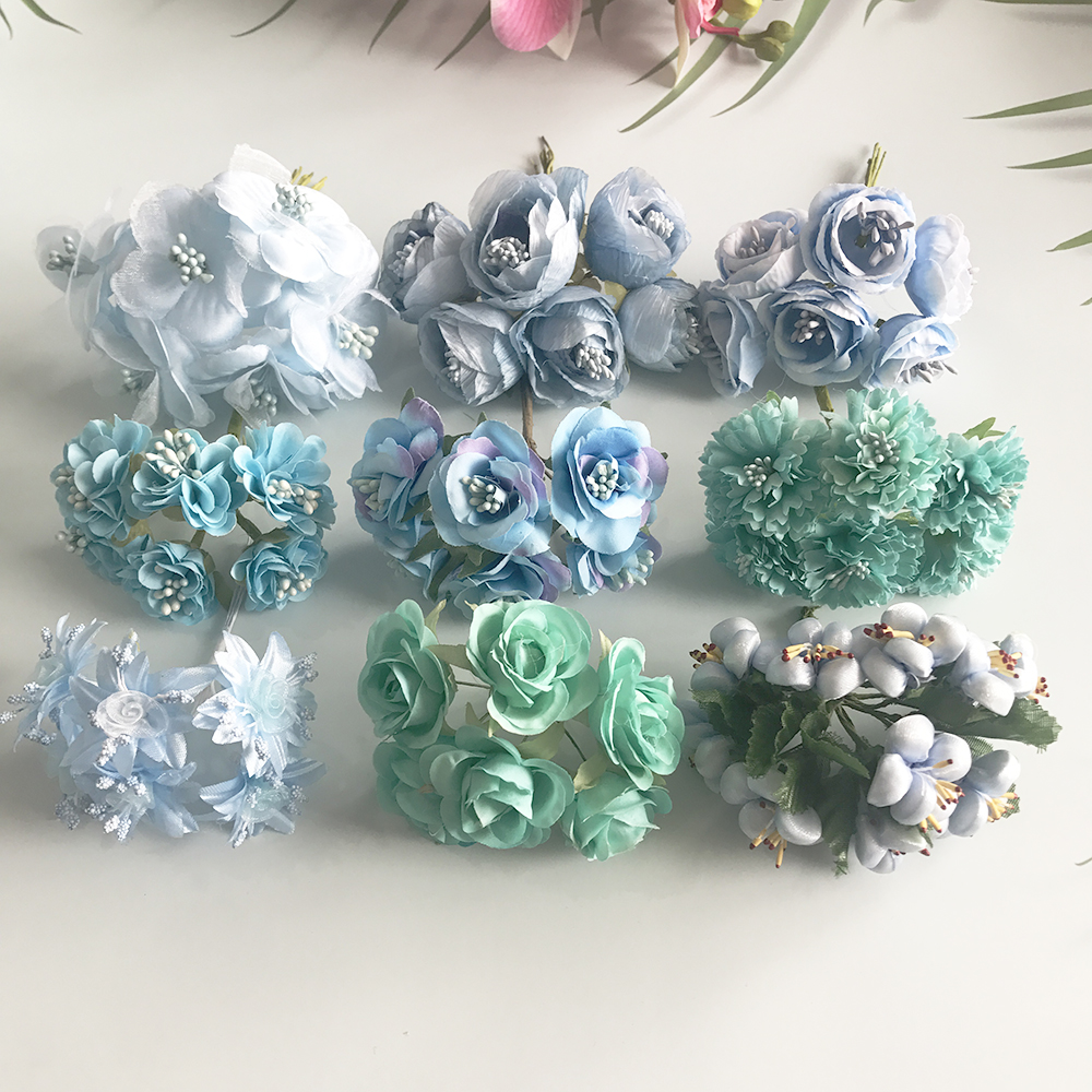6/10/12/pcs Mix Blue Flower Ch - Christmas Wreath Fake incelemesi ve fiyatı