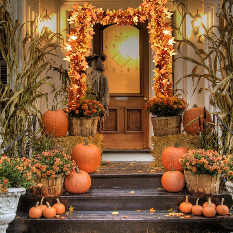 2pcs Thanksgiving Fall Maple L - Tinsel Garland Decoration incelemesi ve fiyatı