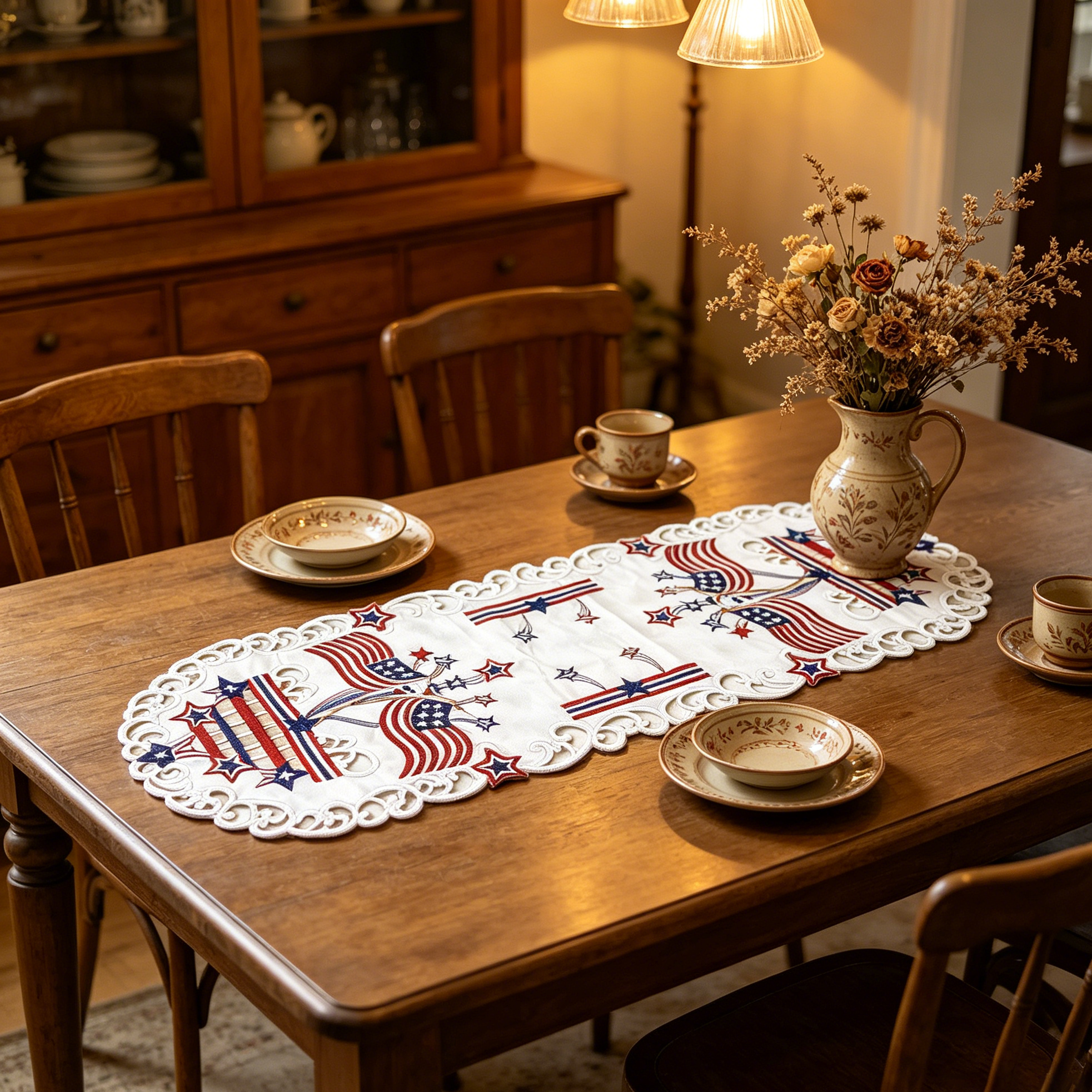 USA Independence Day Flag Embr - Christmas Table Runner incelemesi ve fiyatı