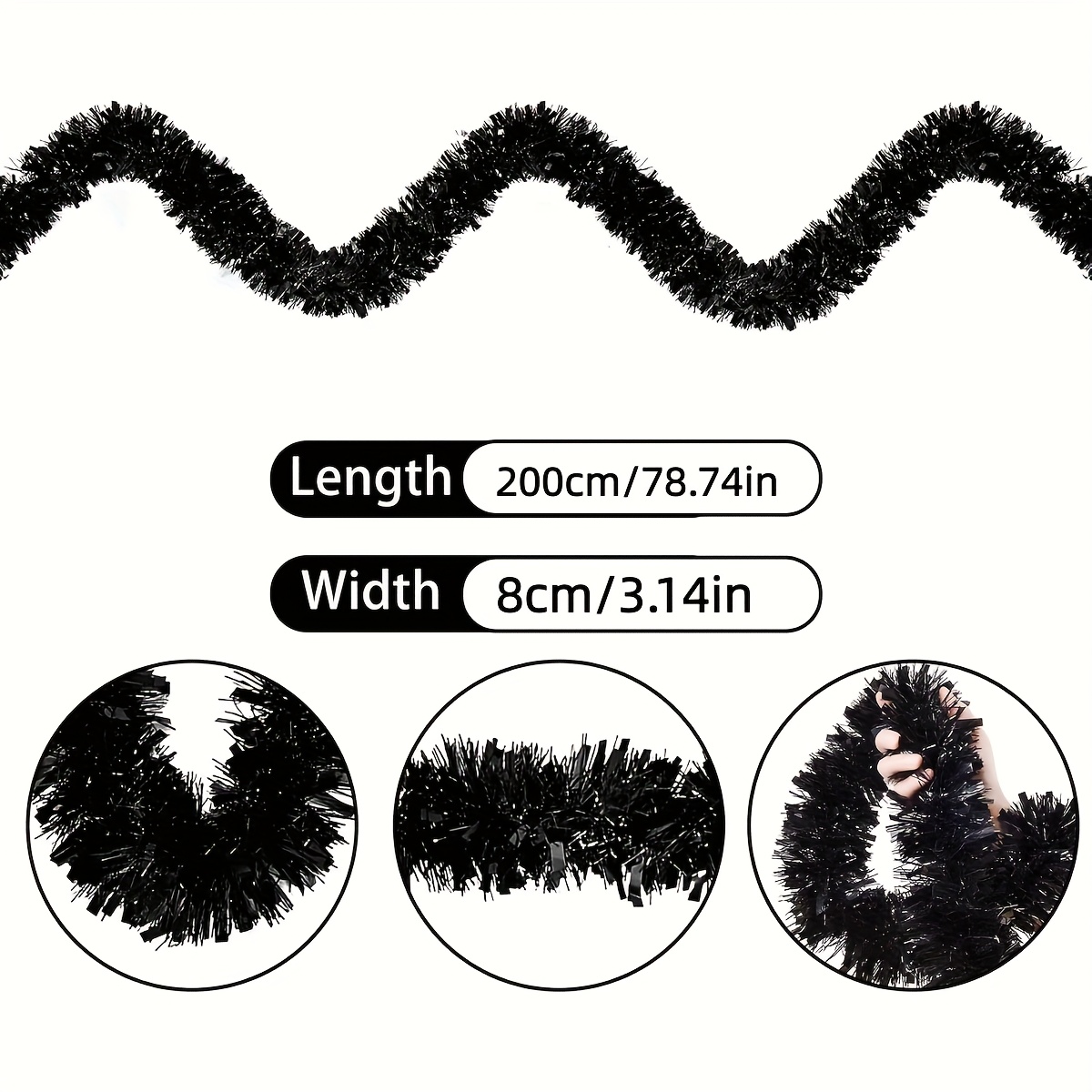 1pcs Black Tinsel Garland in M - Tinsel Garland Decoration incelemesi ve fiyatı