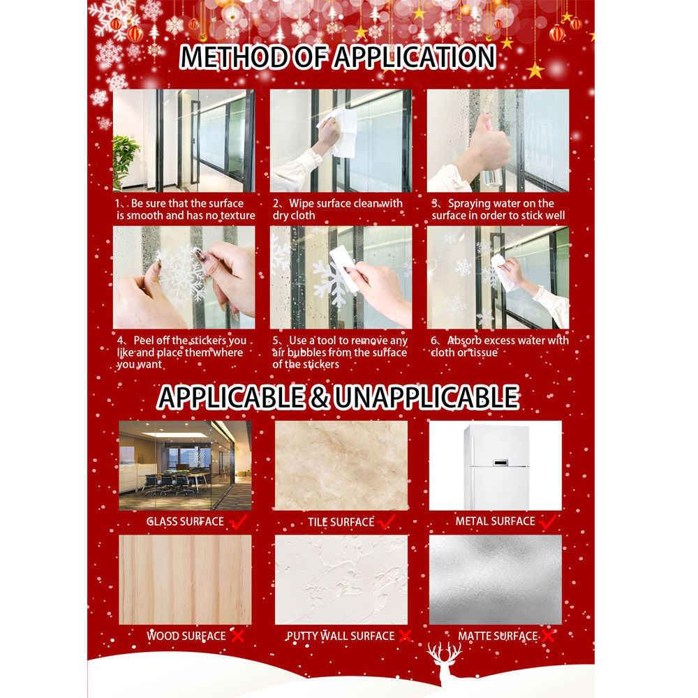 Removable Christmas PVC Static - Snowflake Window Decal incelemesi ve fiyatı